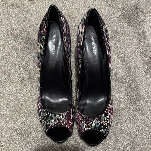 Nine West Multi-Color leopard Peep Toe Heels